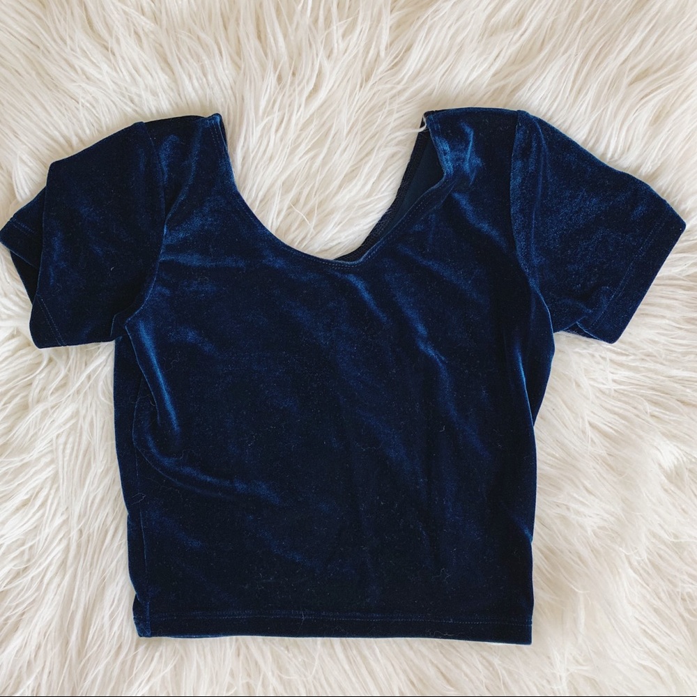 American Apparel || Royal Blue Velvet Crop Top